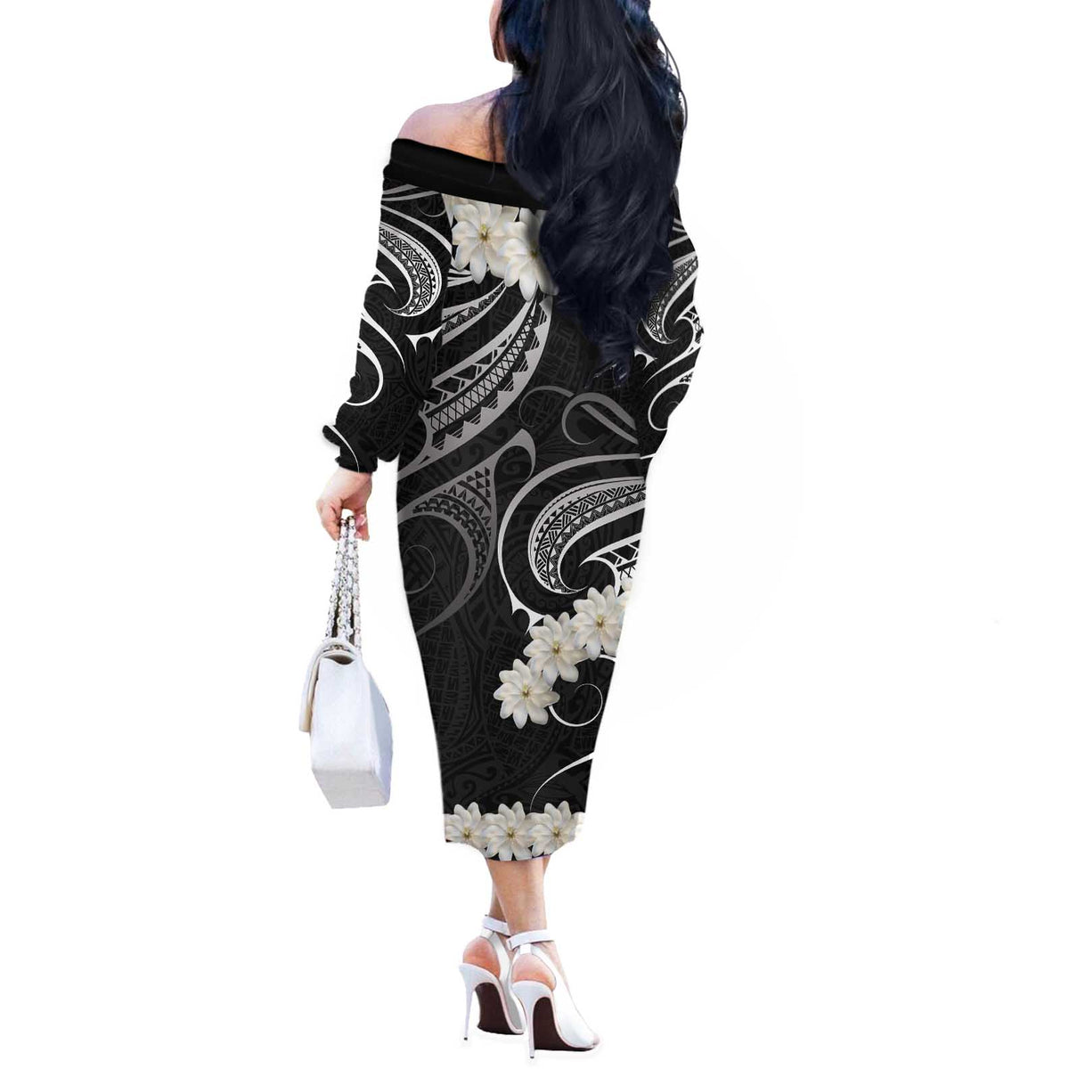 White Sunday Tokelau Gardenia Thunbergia Off The Shoulder Long Sleeve Dress Fakamalo Atu Kia Te Koutou Uma