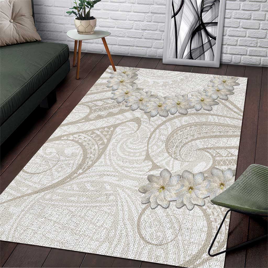 Tokelau Gardenia Thunbergia Area Rug Black Polynesian Art Vibe