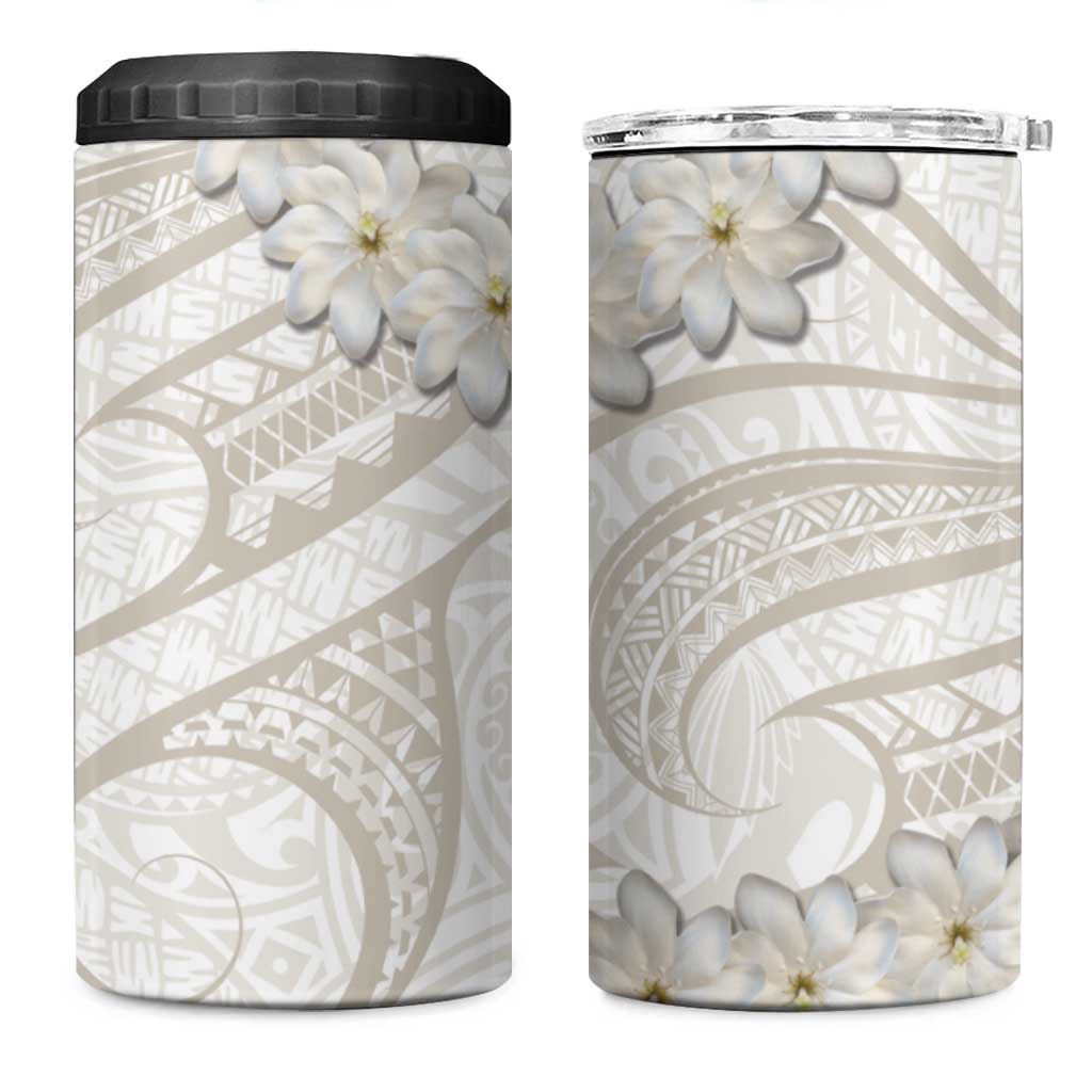 Tokelau Gardenia Thunbergia 4 in 1 Can Cooler Tumbler Black Polynesian Art Vibe LT9 One Size: 16 oz Black - Polynesian Pride