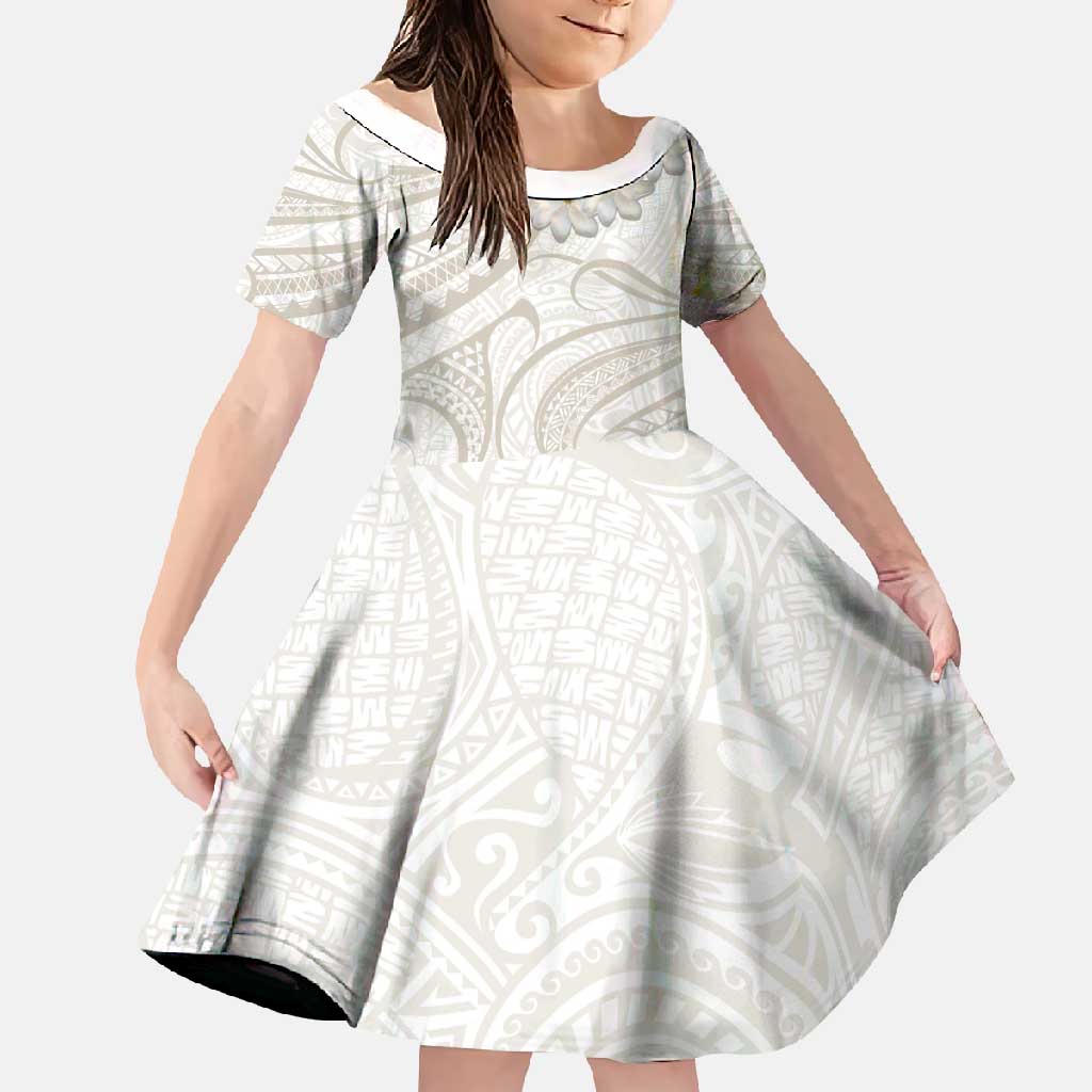 Tokelau Gardenia Thunbergia Family Matching Mermaid Dress and Hawaiian Shirt Black Polynesian Art Vibe