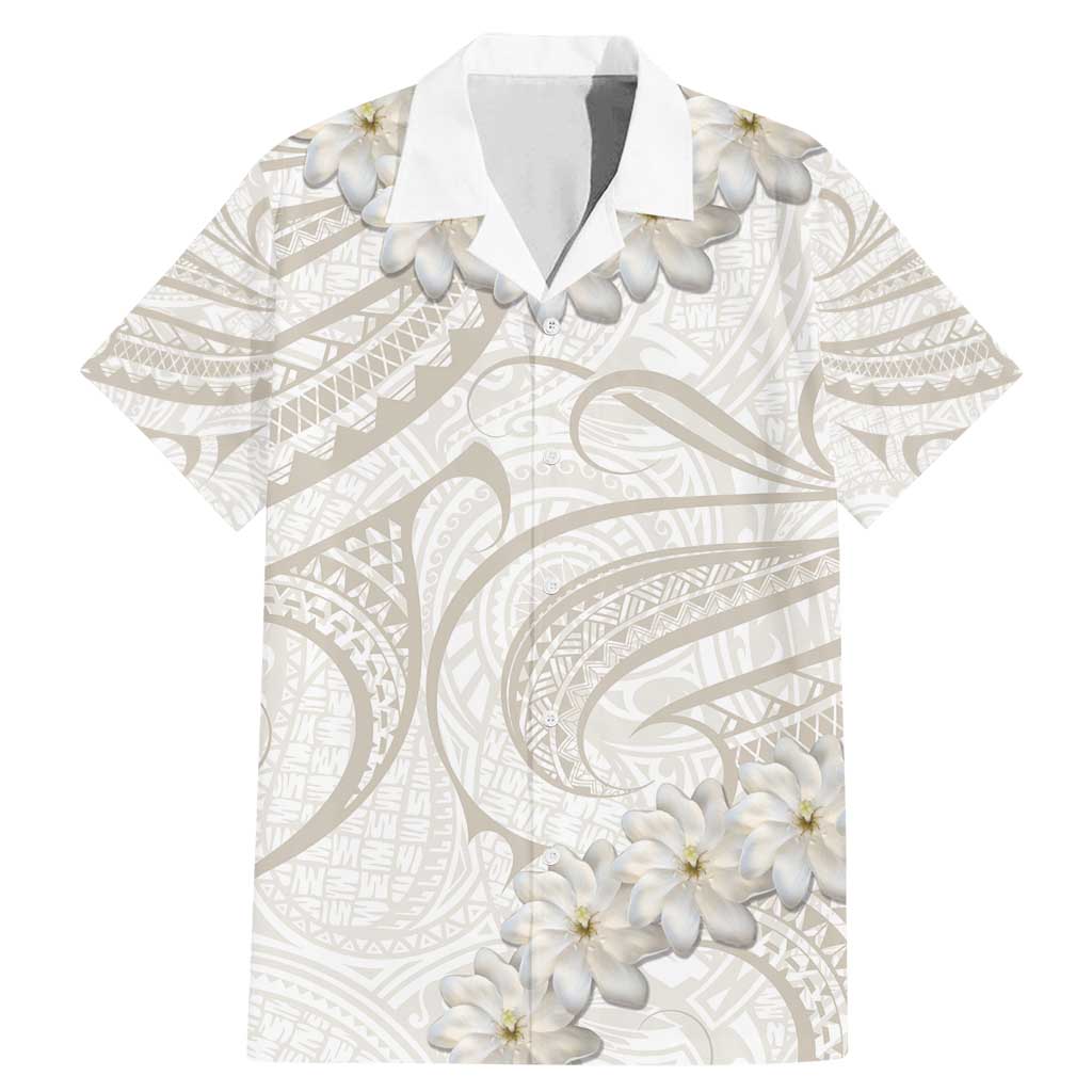 Tokelau Gardenia Thunbergia Family Matching Mermaid Dress and Hawaiian Shirt Black Polynesian Art Vibe
