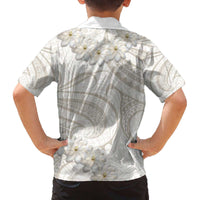 Tokelau Gardenia Thunbergia Family Matching Puletasi and Hawaiian Shirt Black Polynesian Art Vibe