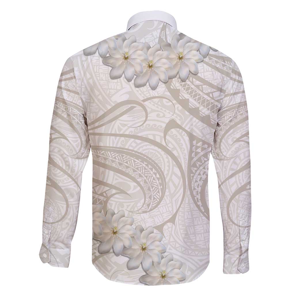 Tokelau Gardenia Thunbergia Family Matching Short Sleeve Bodycon Dress and Hawaiian Shirt Black Polynesian Art Vibe