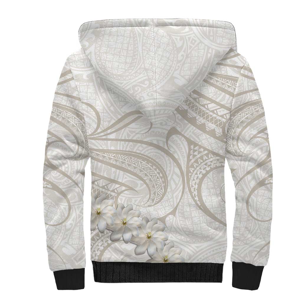 Tokelau Gardenia Thunbergia Sherpa Hoodie Black Polynesian Art Vibe