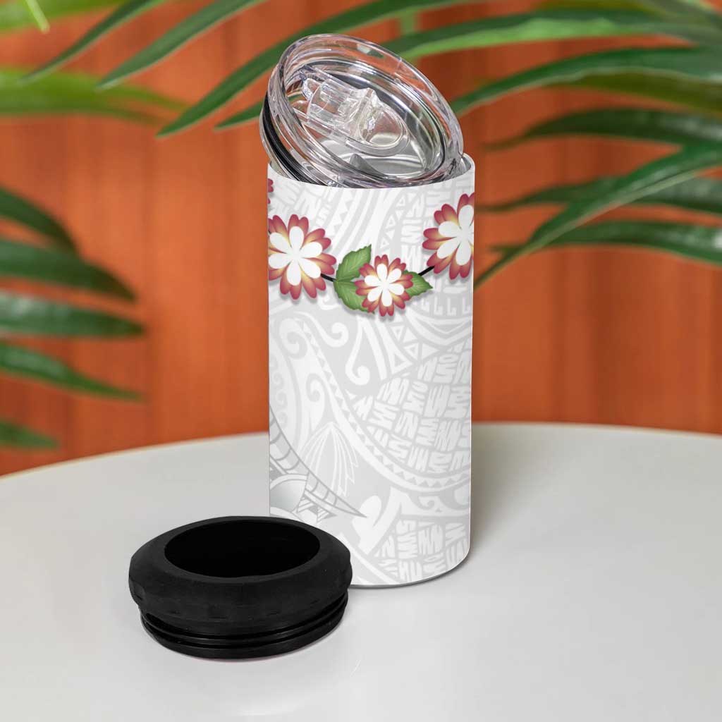 Manuia le Aso Sa o Tamaiti Tonga 4 in 1 Can Cooler Tumbler White Sunday Heilala Lei