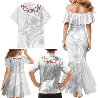 Manuia le Aso Sa o Tamaiti Tonga Family Matching Mermaid Dress and Hawaiian Shirt White Sunday Heilala Lei