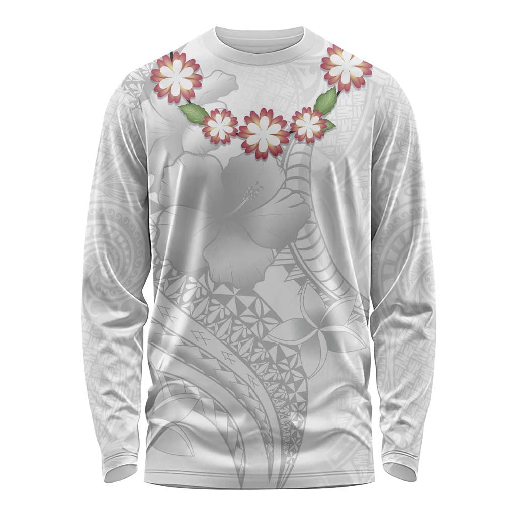 Manuia le Aso Sa o Tamaiti Tonga Long Sleeve Shirt White Sunday Heilala Lei