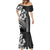 Hawaiian Sea Turtle Mermaid Dress Black Hibiscus Flowers and Kakau Pattern