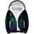 Hawaiian Sea Turtle Sherpa Hoodie Blue Hibiscus Flowers and Kakau Pattern