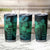 Hawaiian Sea Turtle Tumbler Cup Blue Hibiscus Flowers and Kakau Pattern