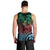 Hawaiian Sea Turtle Men Tank Top Green Hibiscus Flowers and Kakau Pattern