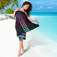 Hawaiian Sea Turtle Sarong Pink Hibiscus Flowers and Kakau Pattern