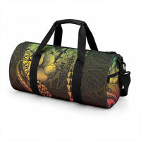 Hawaiian Sea Turtle Duffle Bag Reggae Hibiscus Flowers and Kakau Pattern LT9 - Polynesian Pride