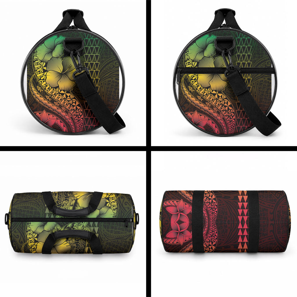 Hawaiian Sea Turtle Duffle Bag Reggae Hibiscus Flowers and Kakau Pattern LT9 - Polynesian Pride