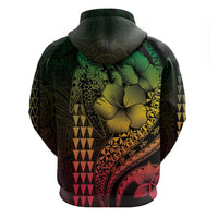 Hawaiian Sea Turtle Hoodie Reggae Hibiscus Flowers and Kakau Pattern