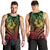 Hawaiian Sea Turtle Men Tank Top Reggae Hibiscus Flowers and Kakau Pattern