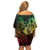 Hawaiian Sea Turtle Off Shoulder Short Dress Reggae Hibiscus Flowers and Kakau Pattern