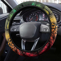 Hawaiian Sea Turtle Steering Wheel Cover Reggae Hibiscus Flowers and Kakau Pattern