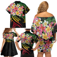 Kiribati Red Jasmine Mango Family Matching Off Shoulder Short Dress and Hawaiian Shirt Reggae Polynesian Art Vibe LT9 - Polynesian Pride