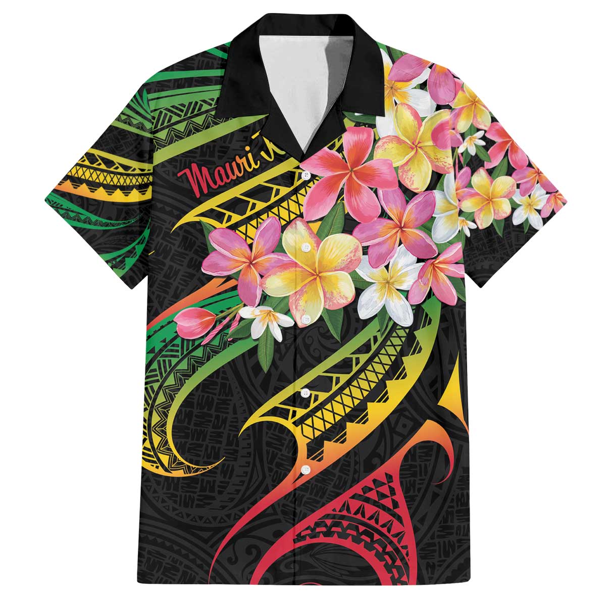Kiribati Red Jasmine Mango Family Matching Puletasi and Hawaiian Shirt Reggae Polynesian Art Vibe LT9 Dad's Shirt - Short Sleeve Reggae - Polynesian Pride