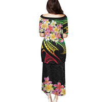Kiribati Red Jasmine Mango Family Matching Puletasi and Hawaiian Shirt Reggae Polynesian Art Vibe LT9 - Polynesian Pride