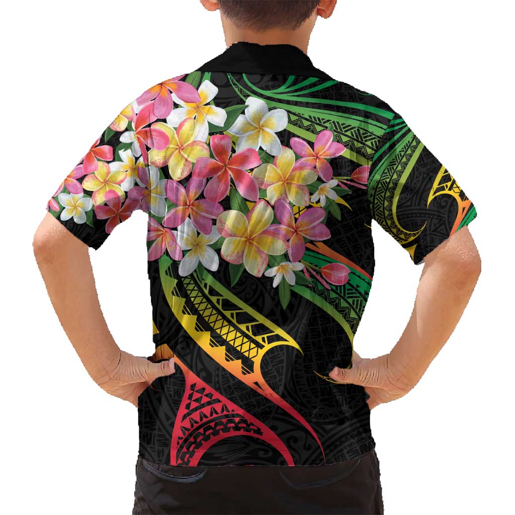 Kiribati Red Jasmine Mango Family Matching Summer Maxi Dress and Hawaiian Shirt Reggae Polynesian Art Vibe LT9 - Polynesian Pride