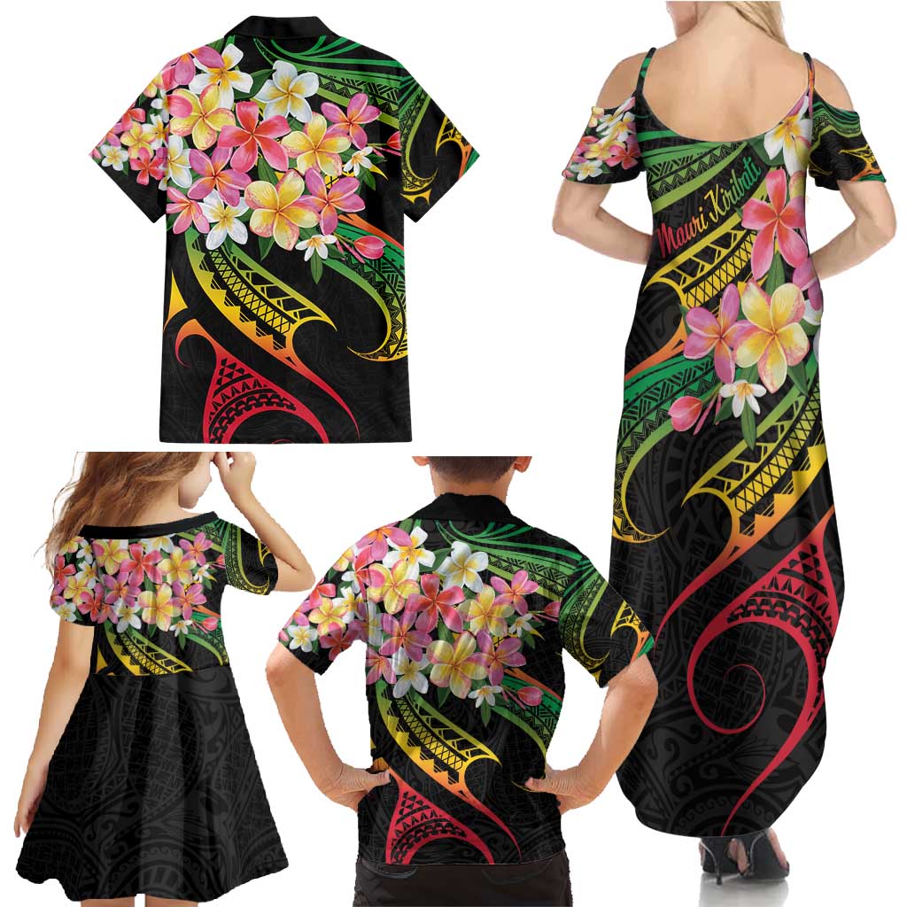 Kiribati Red Jasmine Mango Family Matching Summer Maxi Dress and Hawaiian Shirt Reggae Polynesian Art Vibe LT9 - Polynesian Pride
