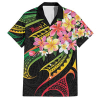 Kiribati Red Jasmine Mango Family Matching Summer Maxi Dress and Hawaiian Shirt Reggae Polynesian Art Vibe LT9 Dad's Shirt - Short Sleeve Reggae - Polynesian Pride