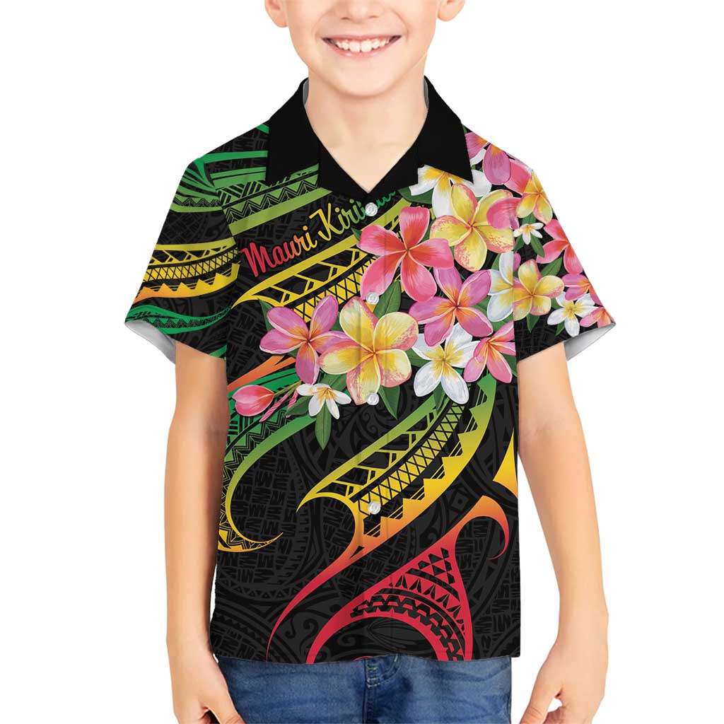 Kiribati Red Jasmine Mango Family Matching Tank Maxi Dress and Hawaiian Shirt Reggae Polynesian Art Vibe LT9 Son's Shirt Reggae - Polynesian Pride