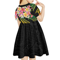 Kiribati Red Jasmine Mango Kid Short Sleeve Dress Reggae Polynesian Art Vibe LT9 - Polynesian Pride