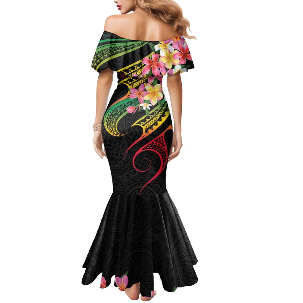 Kiribati Red Jasmine Mango Mermaid Dress Reggae Polynesian Art Vibe LT9 - Polynesian Pride