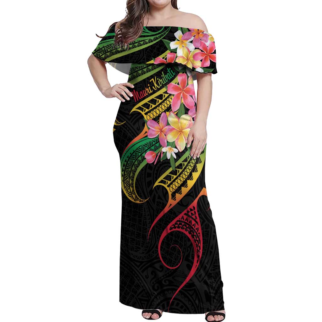 Kiribati Red Jasmine Mango Off Shoulder Maxi Dress Reggae Polynesian Art Vibe LT9 Women Reggae - Polynesian Pride