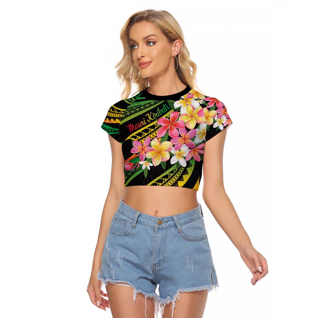 Kiribati Red Jasmine Mango Raglan Cropped T Shirt Reggae Polynesian Art Vibe LT9 Female Reggae - Polynesian Pride