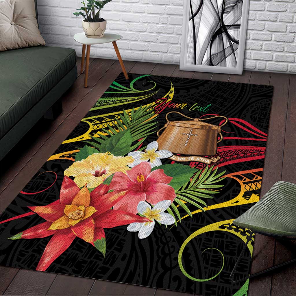 Personalised Tokelau Tropical Flowers Area Rug Reggae Polynesian Art Vibe