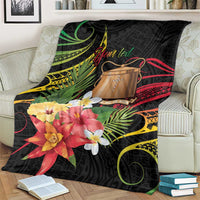 Personalised Tokelau Tropical Flowers Blanket Reggae Polynesian Art Vibe