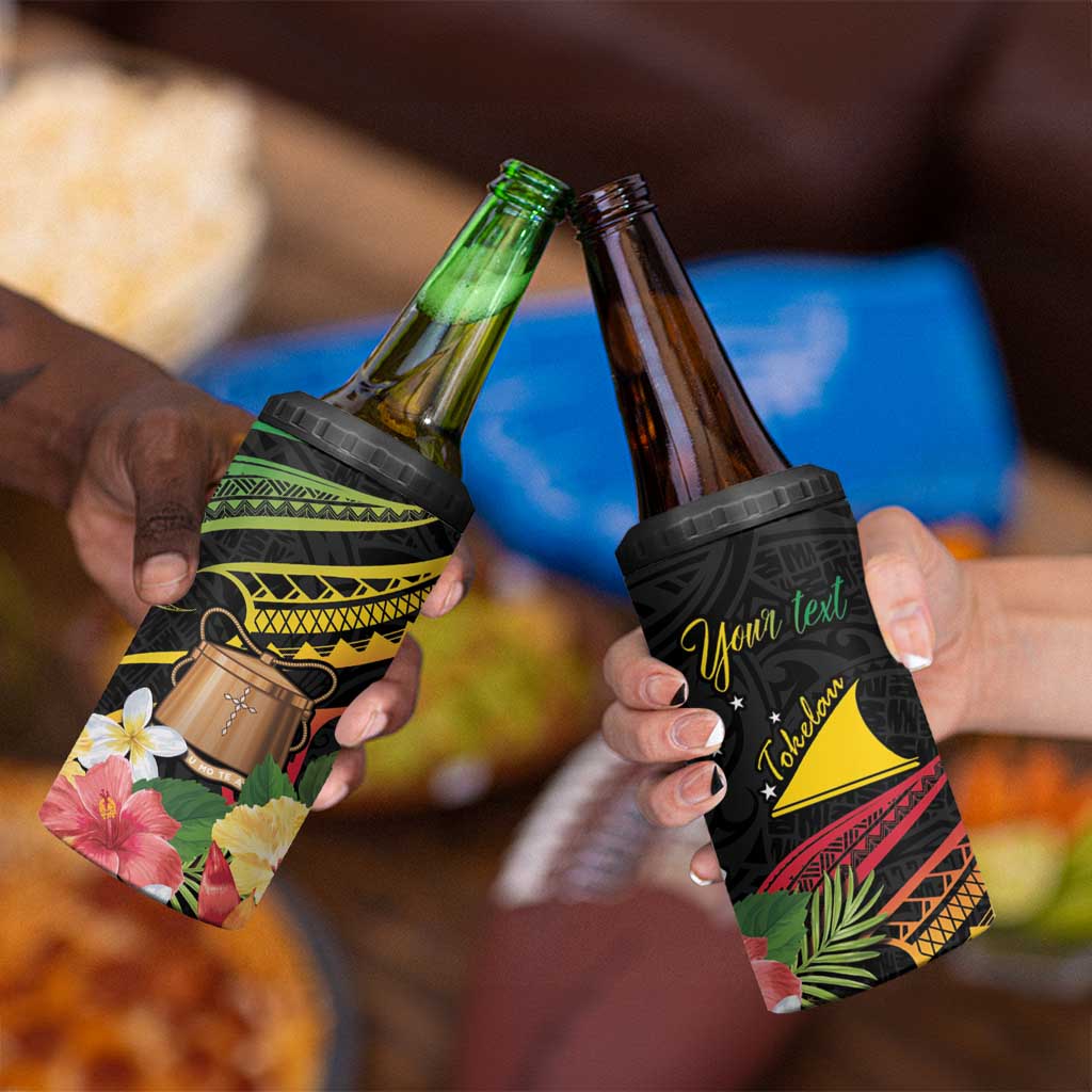 Personalised Tokelau Tropical Flowers 4 in 1 Can Cooler Tumbler Reggae Polynesian Art Vibe LT9 - Polynesian Pride