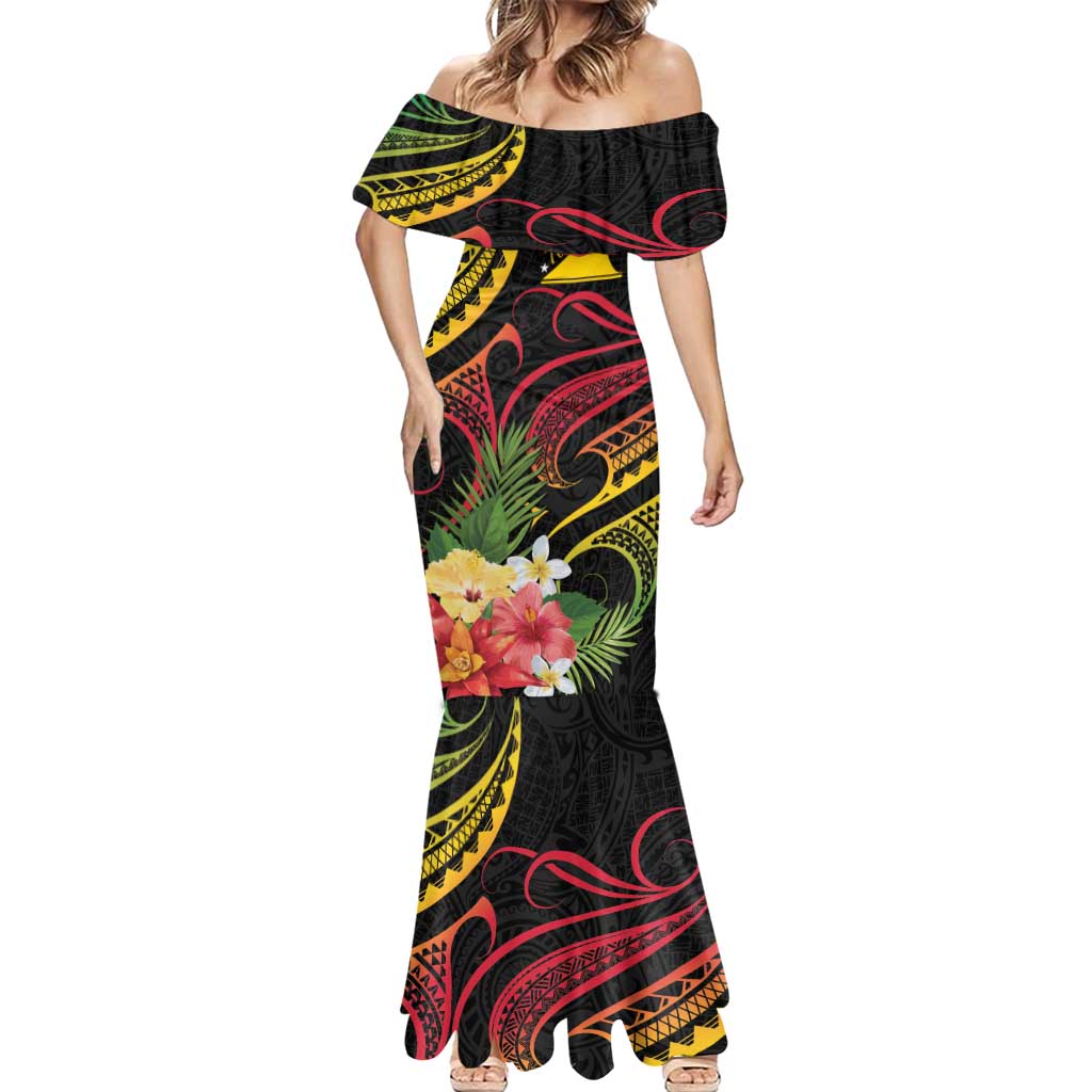 Personalised Tokelau Tropical Flowers Mermaid Dress Reggae Polynesian Art Vibe