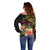 Personalised Tokelau Tropical Flowers Off Shoulder Sweater Reggae Polynesian Art Vibe