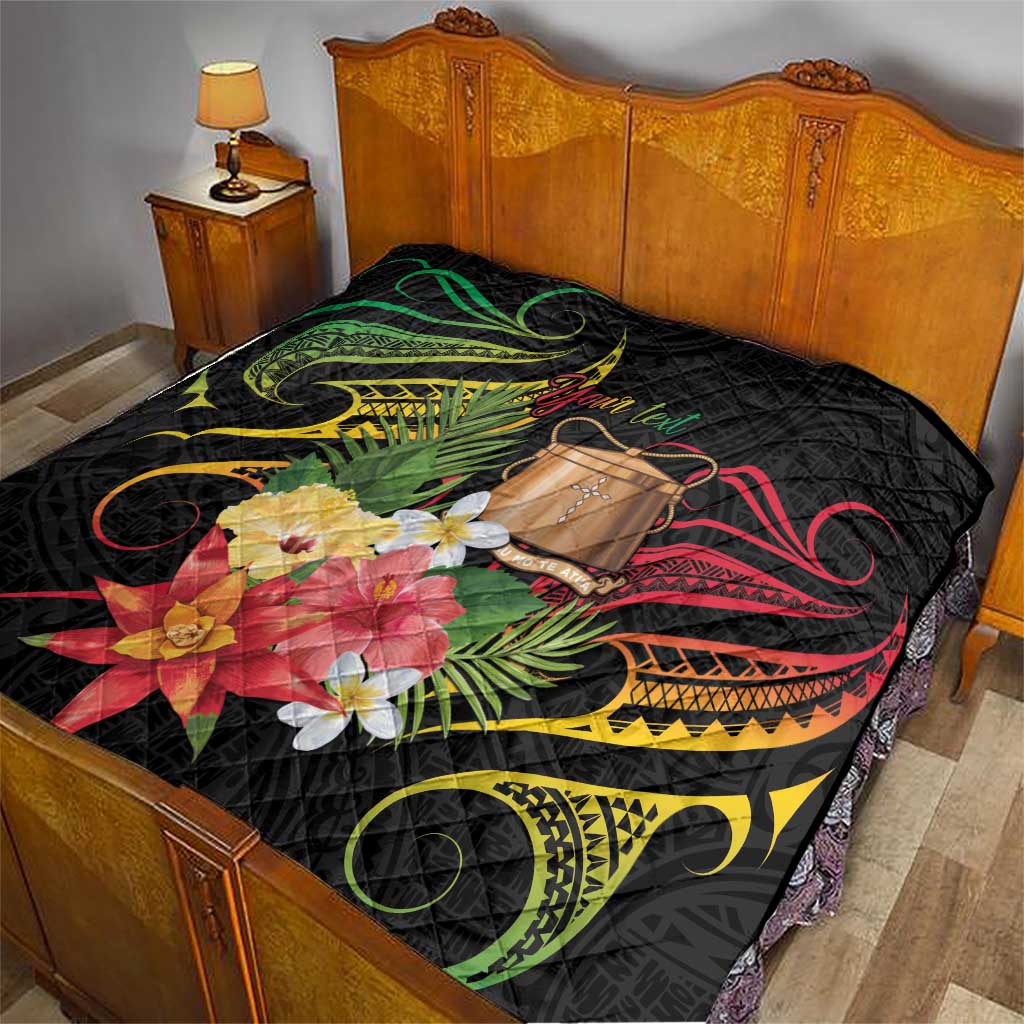 Personalised Tokelau Tropical Flowers Quilt Reggae Polynesian Art Vibe