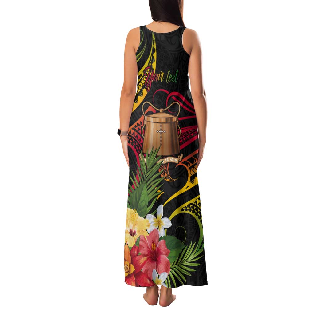 Personalised Tokelau Tropical Flowers Tank Maxi Dress Reggae Polynesian Art Vibe