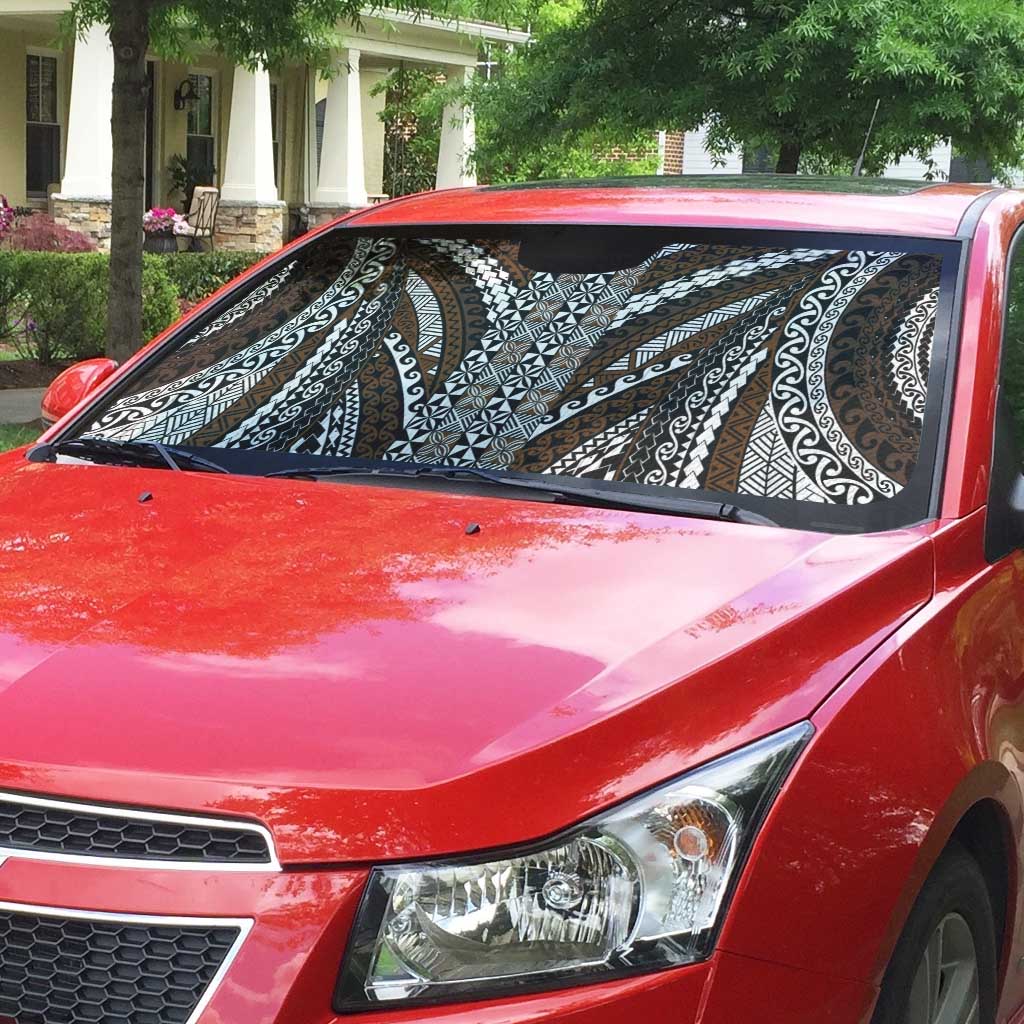 Brown Tongan Polynesian Tribal Auto Sun Shade LT9 - Polynesian Pride