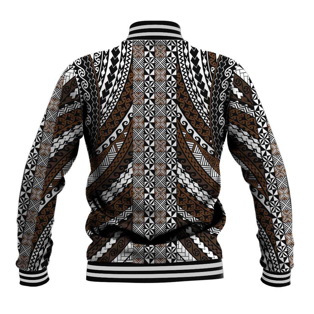 Brown Tongan Polynesian Tribal Baseball Jacket - Polynesian Pride