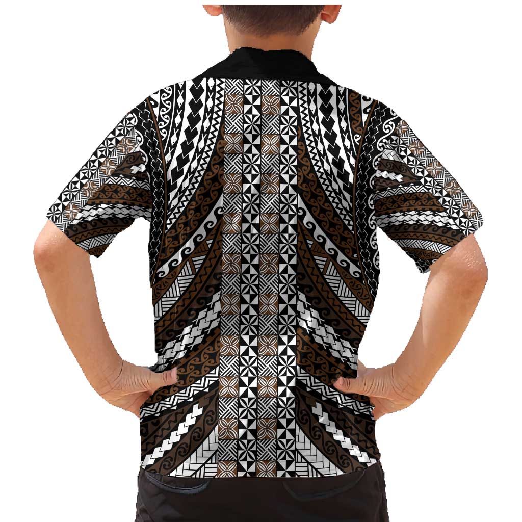 Brown Tongan Polynesian Tribal Family Matching Mermaid Dress and Hawaiian Shirt - Polynesian Pride