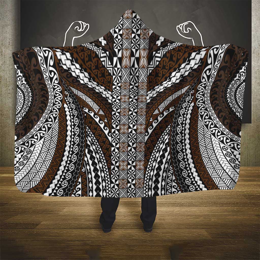 Brown Tongan Polynesian Tribal Hooded Blanket - Polynesian Pride