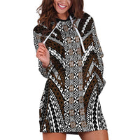 Brown Tongan Polynesian Tribal Hoodie Dress - Polynesian Pride