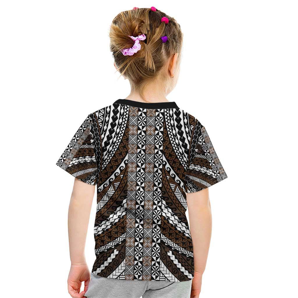 Brown Tongan Polynesian Tribal Kid T Shirt - Polynesian Pride