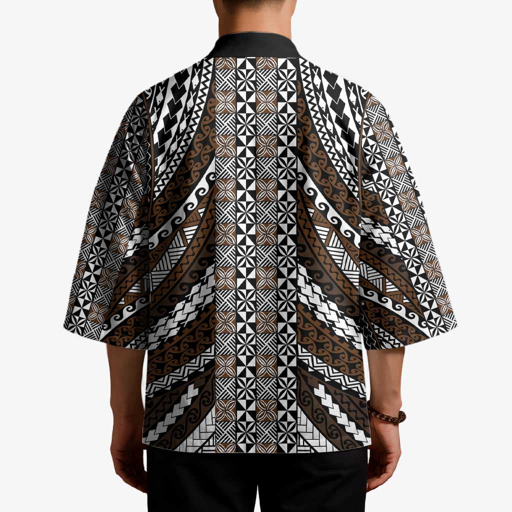 Brown Tongan Polynesian Tribal Kimono - Polynesian Pride