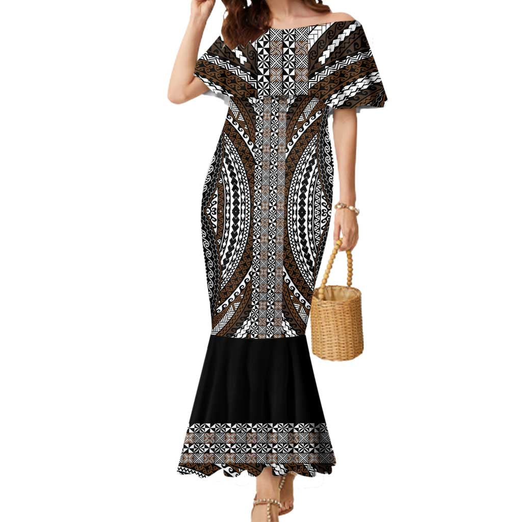 Brown Tongan Polynesian Tribal Mermaid Dress - Polynesian Pride
