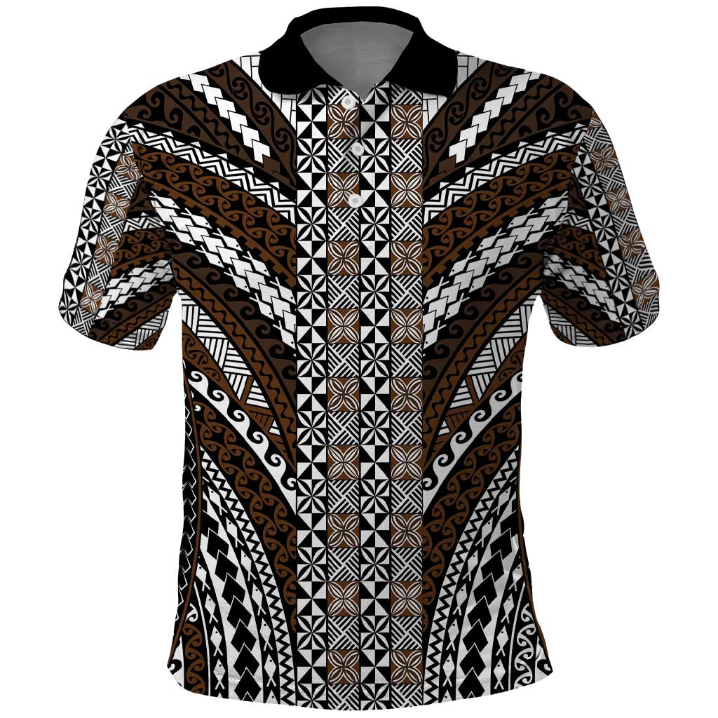 Brown Tongan Polynesian Tribal Polo Shirt LT9 Brown - Polynesian Pride