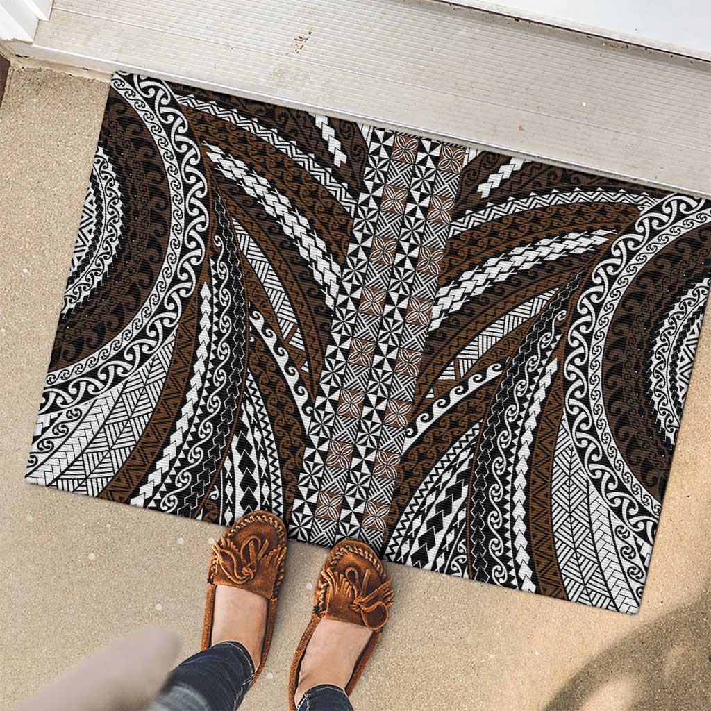 Brown Tongan Polynesian Tribal Rubber Doormat - Polynesian Pride